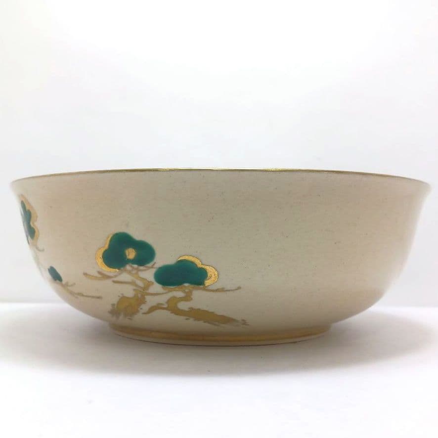 Y3386-5 仁清意老松之図 金彩鉢 共箱