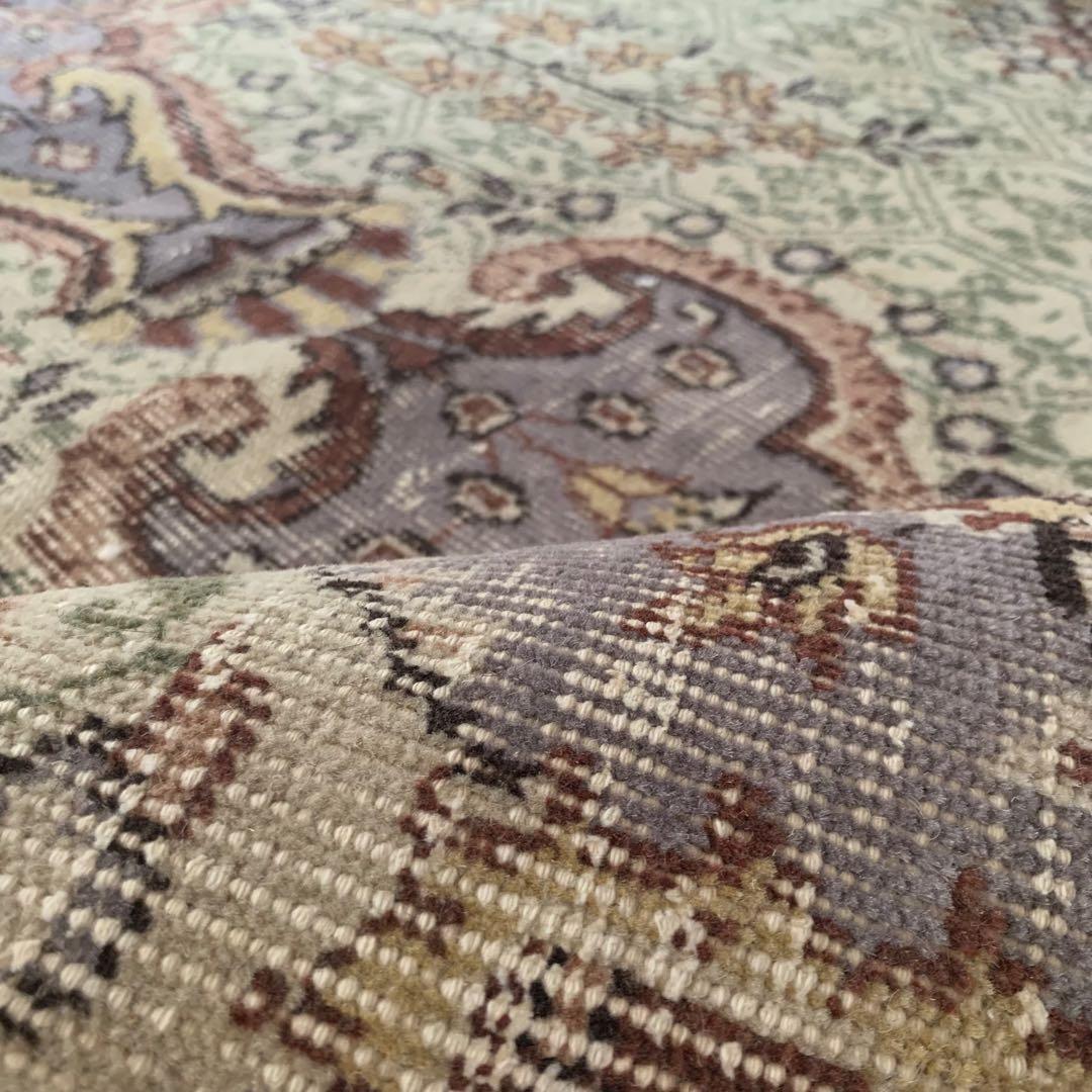 超超大判 3m 300×162 メダリオン　モスグリーン　トルコヴィンテージラグ