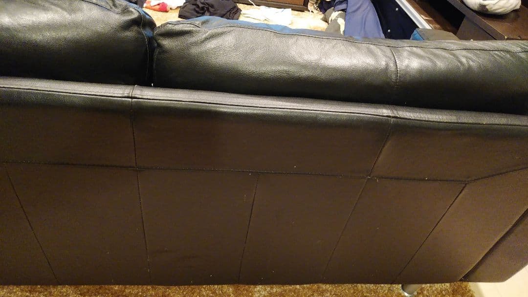 無印良品 ソファー　ブラック レザー 本革 2人掛け 3人掛け 黒 ソファ