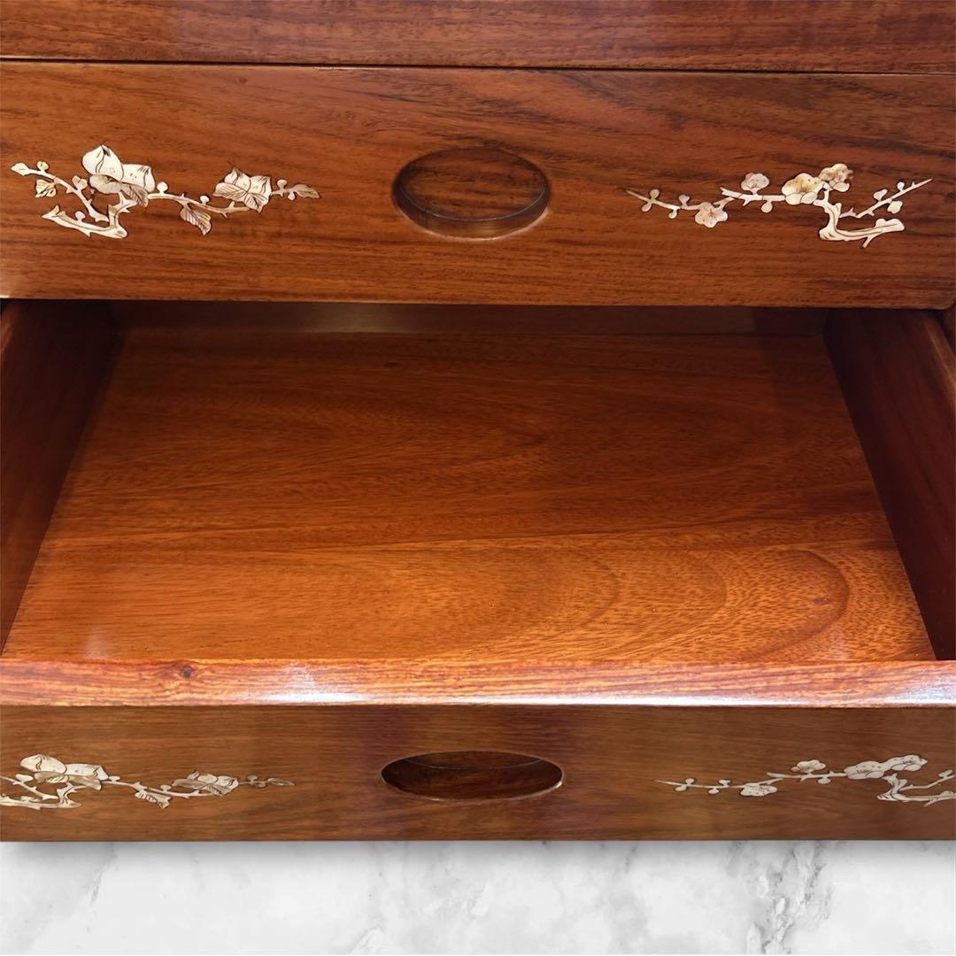 骨董品 螺鈿細工 チェスト タンス 五段チェスト 小物収納 木製 引き出し 螺鈿