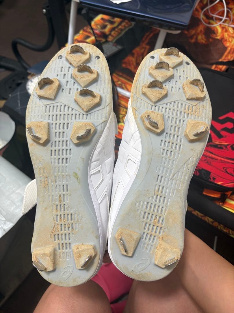 ASICS 野球スパイク 金具 白 高校野球対応 ゴールドステージ 25.5cm