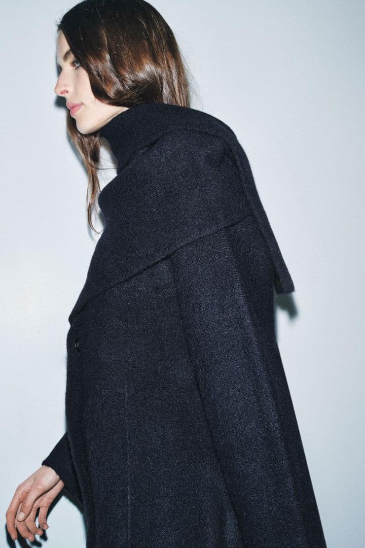 【新品タグ付き】ZARA ショートニットコート スカーフ付き L