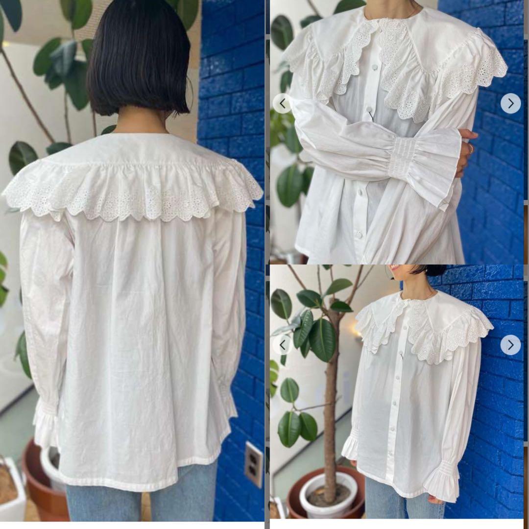 THE SHINZONE 25AW LACE COLLAR BLOUSEホワイト