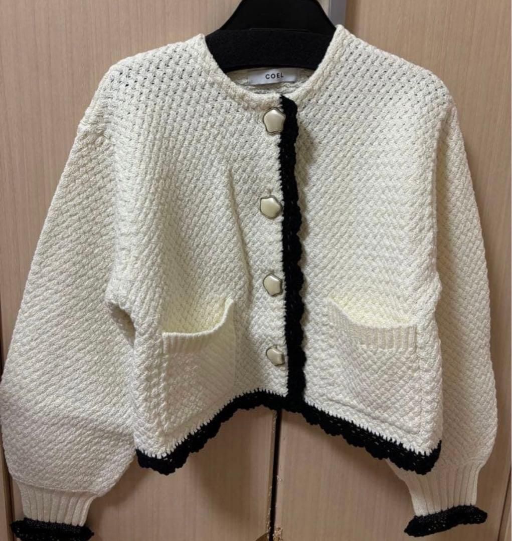 新品コエル♡バイカラーフリルカーディガン