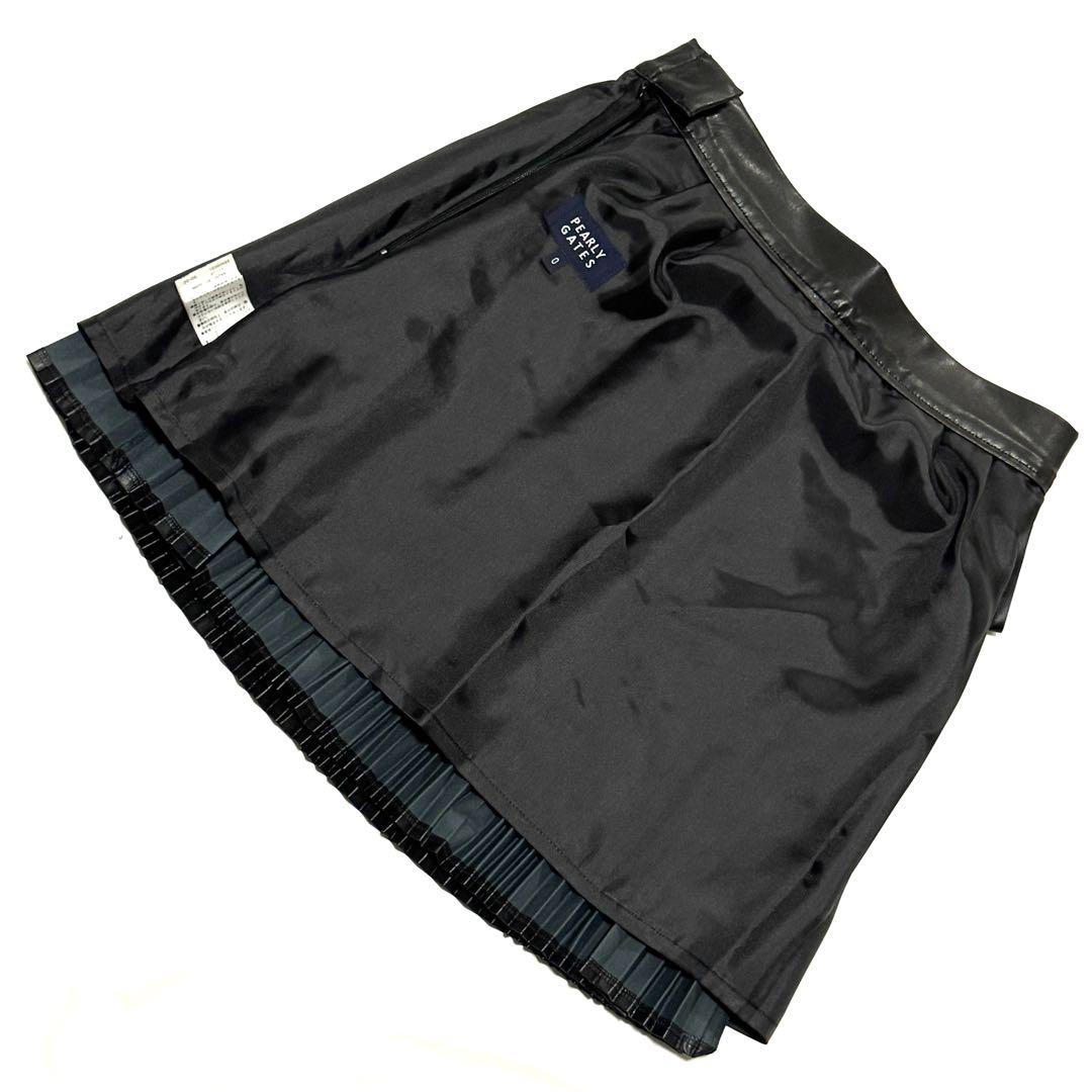 新品タグ付 パーリーゲイツ プリーツスカート 黒 合皮 22年モデル
