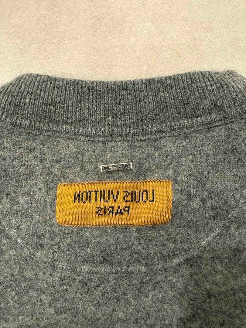 ルイヴィトン カシミヤ100% インサイドアウト 長袖ニット グレー L