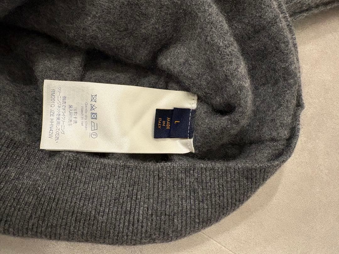 ルイヴィトン カシミヤ100% インサイドアウト 長袖ニット グレー L