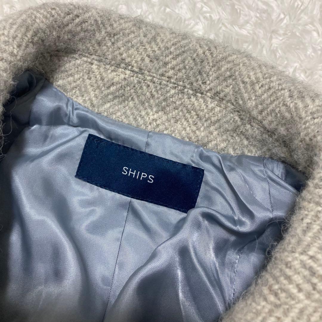 SHIPS ダブルブレスト ピーコート ツイード ヘリンボーン コクーン 36