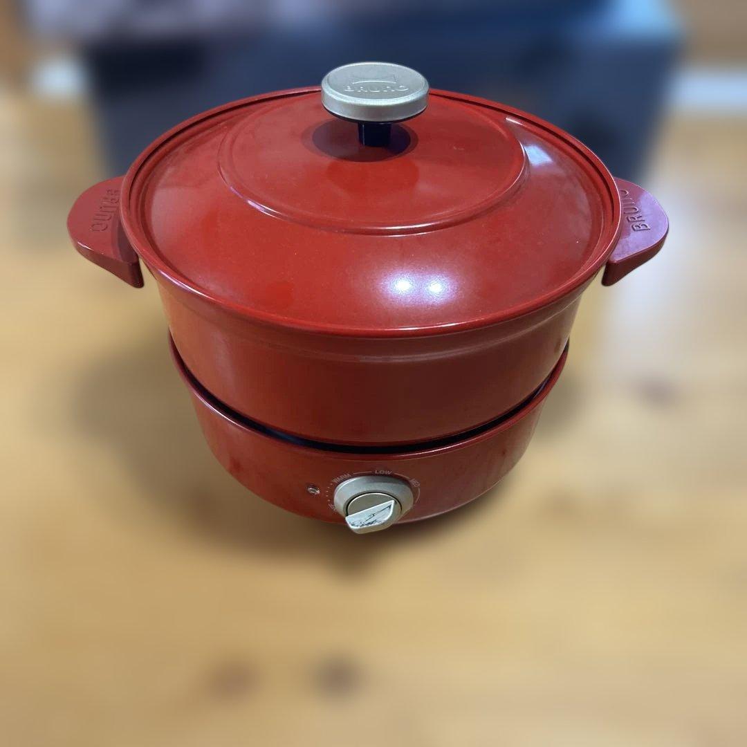 BRUNO ホットプレート ネイビー グリルポット　レッド　セット品
