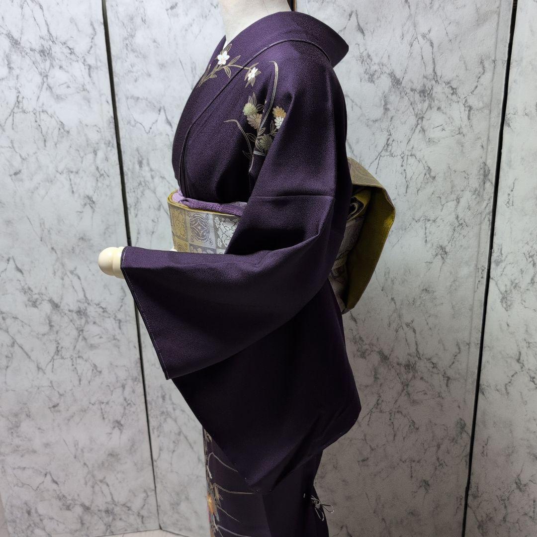 十三夜様高級正絹　紫地　金彩手刺繍　全体しつけ糸有り