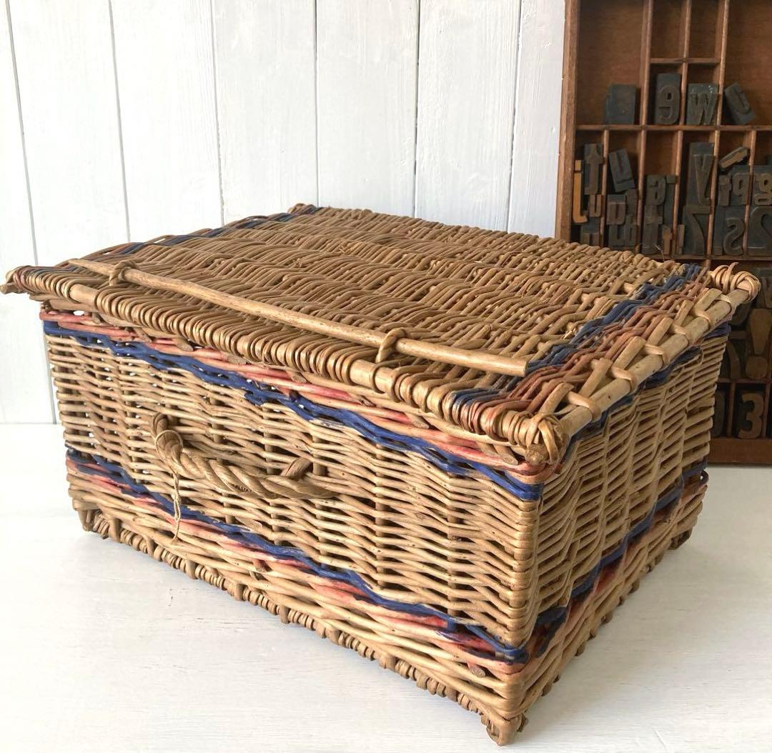 イギリスアンティーク 籐のピクニックバスケット