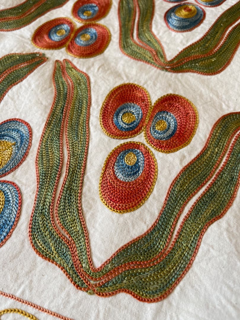 ウズベキスタン伝統刺繍スザニ　クッションカバー