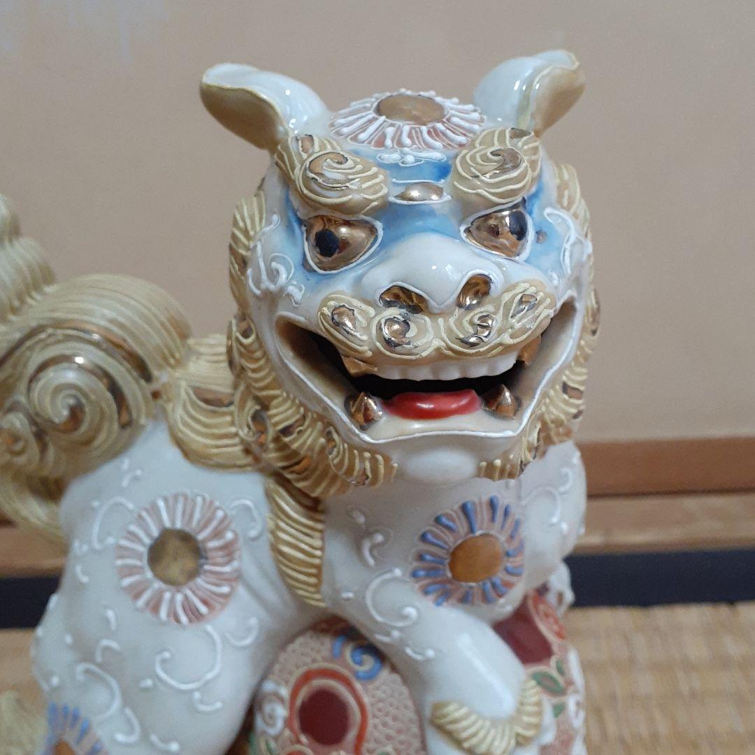 九谷焼き　狛犬　獅子　アンティーク骨董品18cm