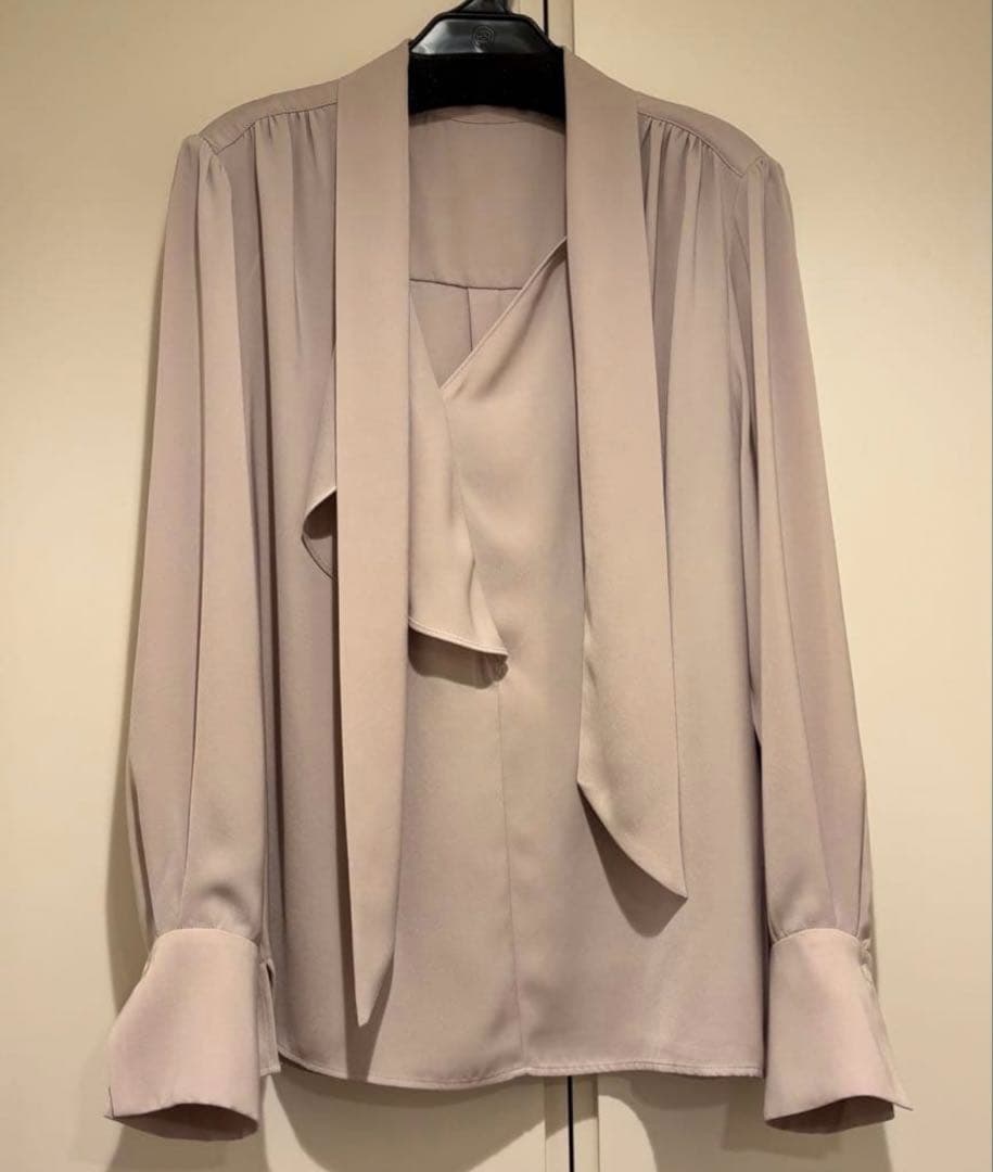 NOBLE ノーブル ロイヤルサテンボウタイブラウス ピンク フリーサイズ