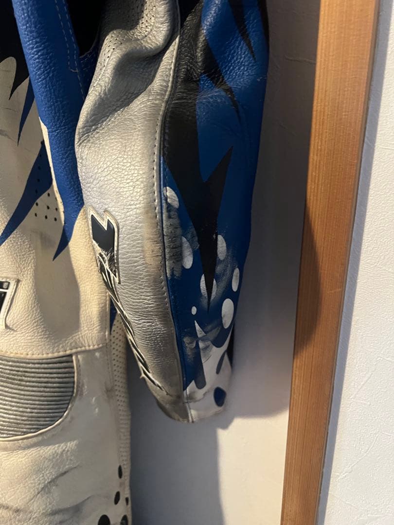 RS タイチ レーシングスーツ サイズLLS 革ツナギ　レーシンググローブ　青白