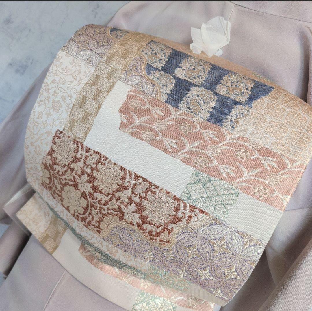 訪問着　フルセット　付け下げ　着物　正絹　まだら模様　落款　淡い　F5r