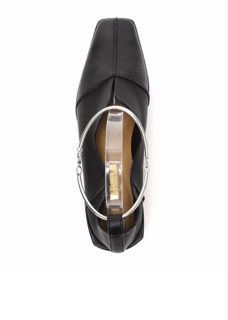 GRISEレザースクエアクロスシームアンクルフラット