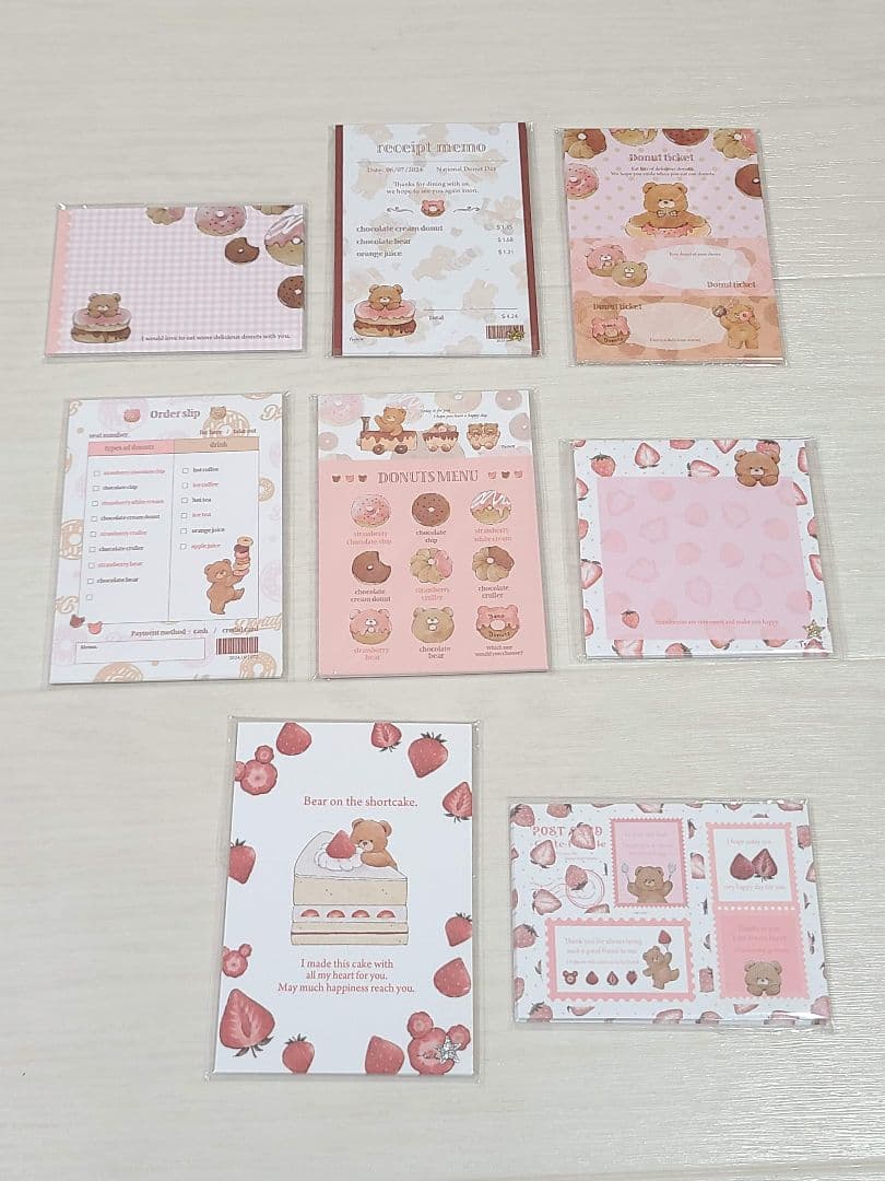 国内作家　メモ帳　セット　くま デザインペーパー　cream tea　紙もの