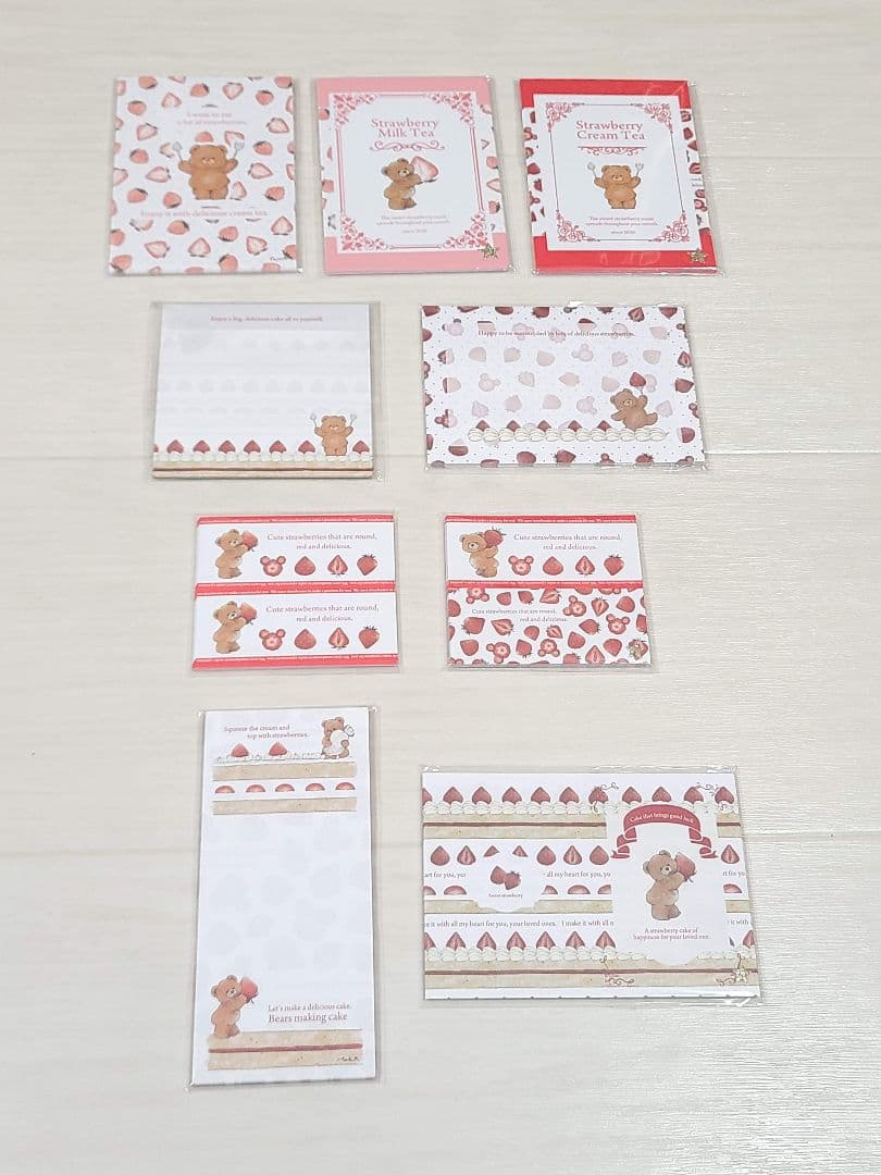 国内作家　メモ帳　セット　くま デザインペーパー　cream tea　紙もの