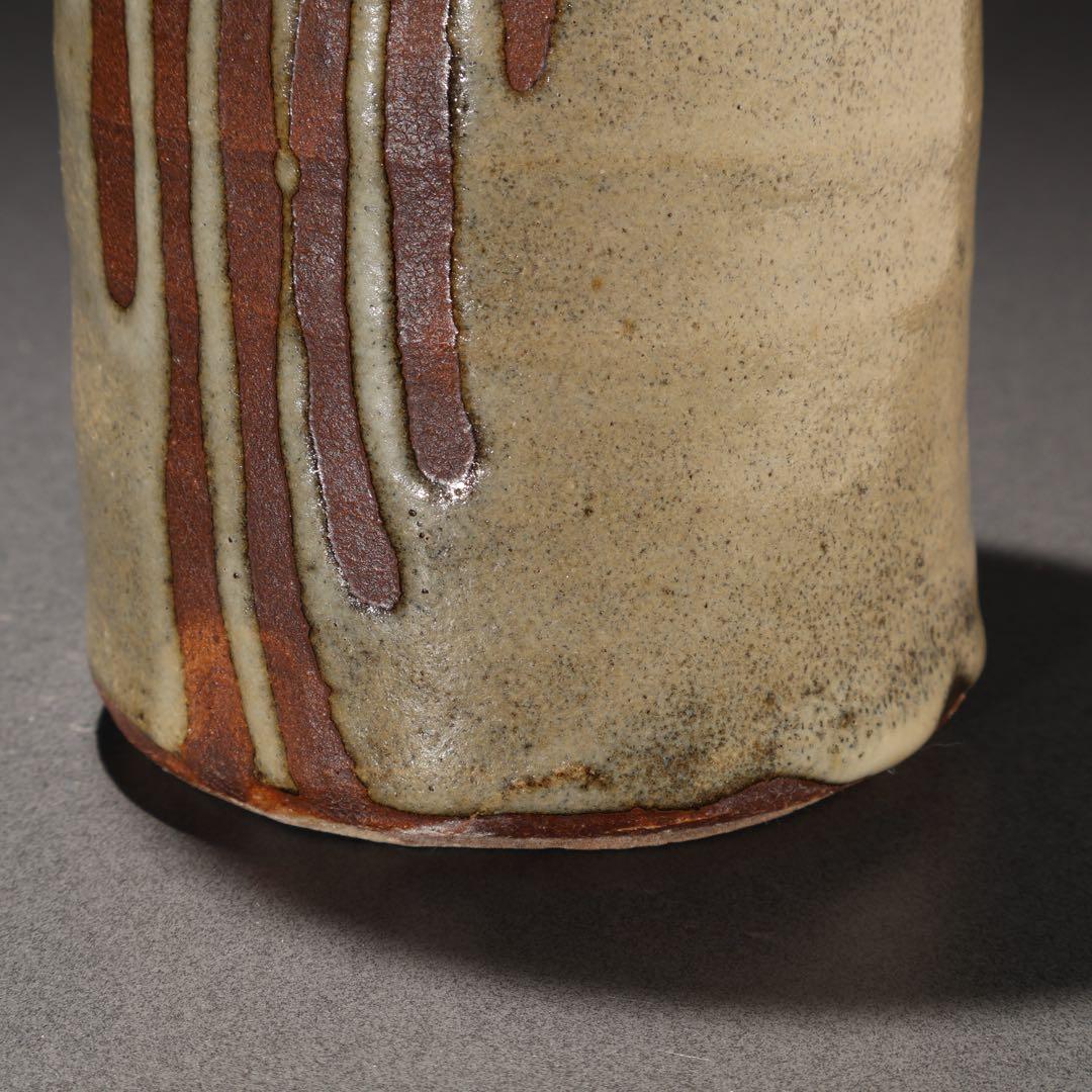 浜田庄司　白釉抜絵筆立て　人間国宝　R1614K2