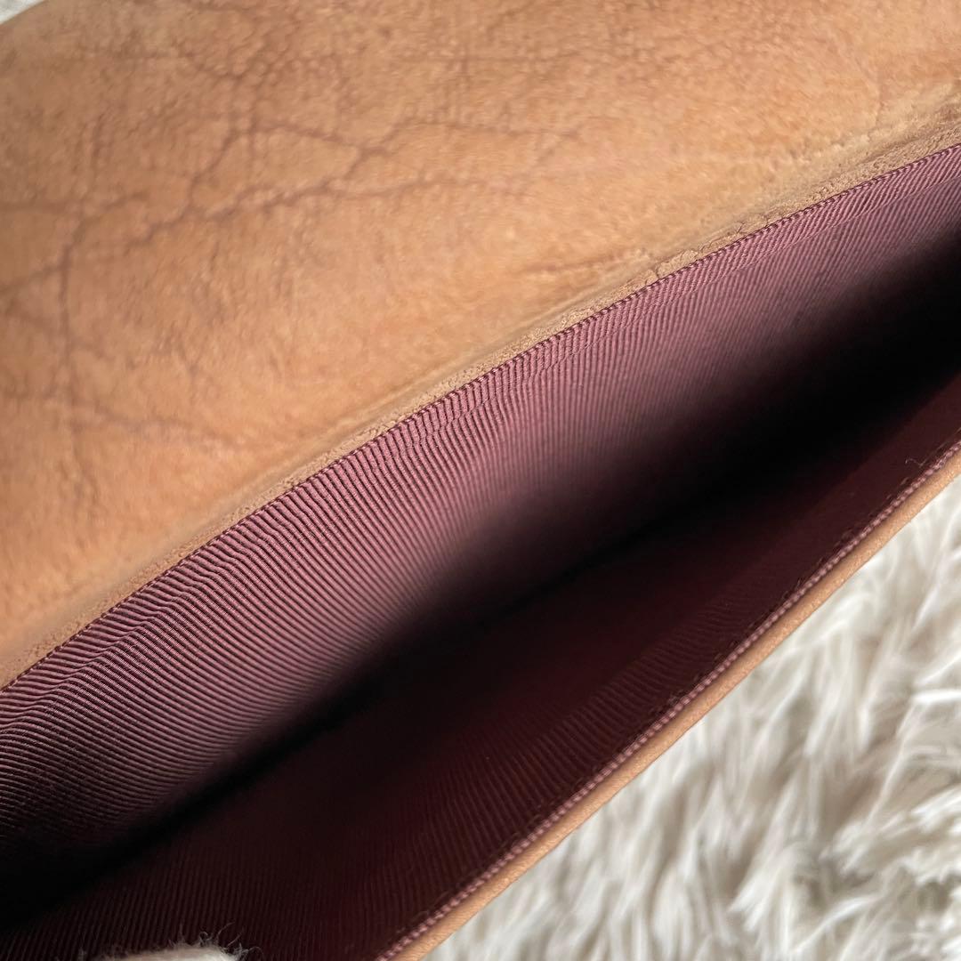 美品 エレファントレザー 2way ショルダーバッグ ゴールド金具 モカブラウン