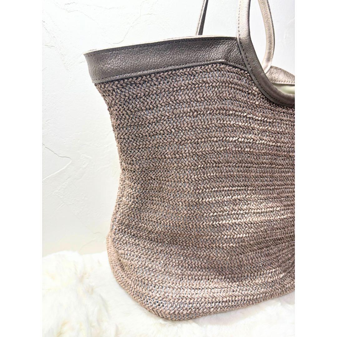 【未使用級】LiSA LiSA リサリサ芦屋 かごバッグ a4 グレー シルバー