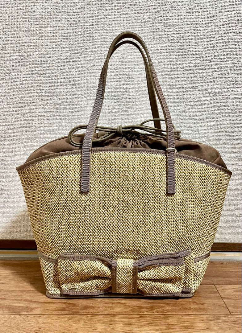 トッカ　TOCCA ＴＩＥＤ　ＲＩＢＢＯＮ　ＢＡＳＫＥＴ　かごバッグ
