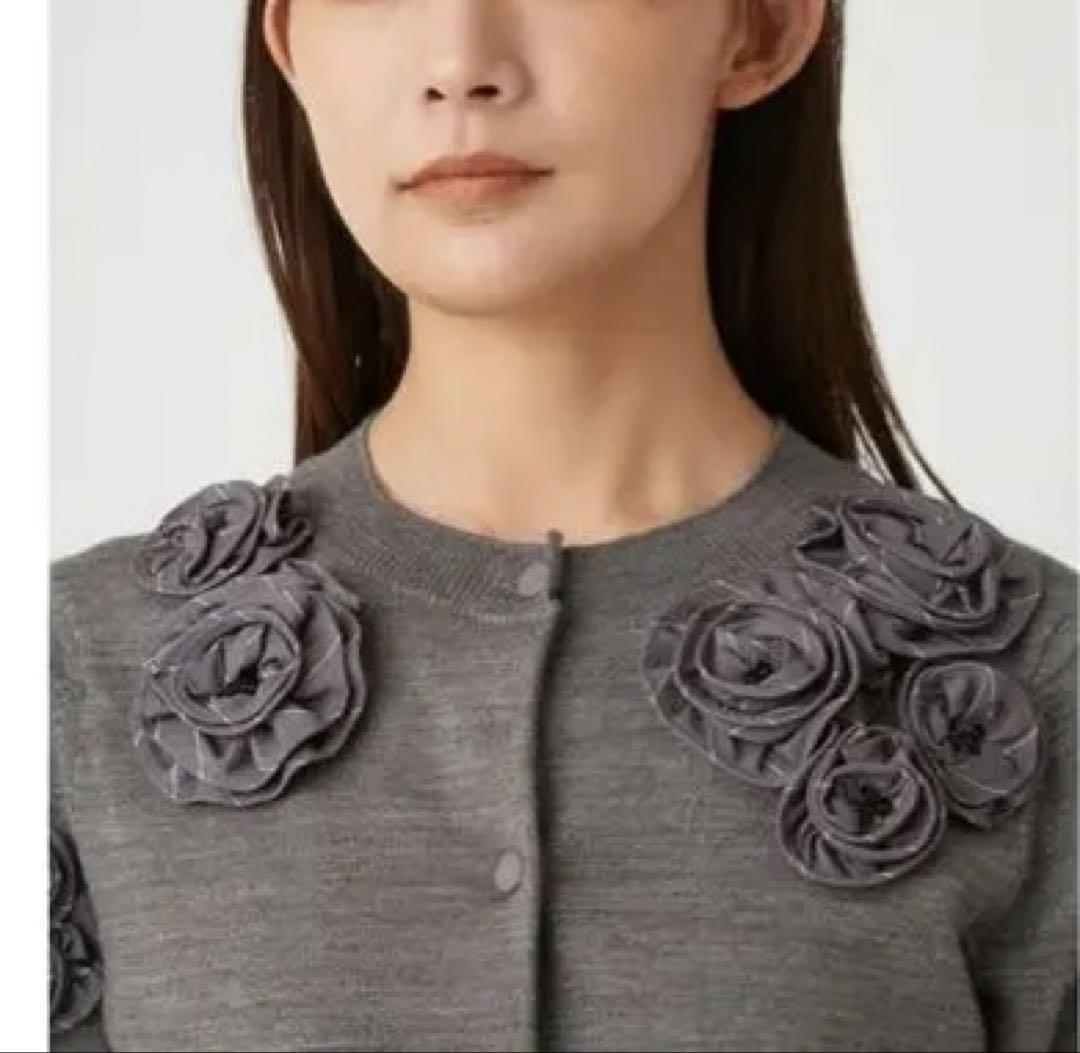 新品　フレイ アイディー] 3Dフラワーカーディガン