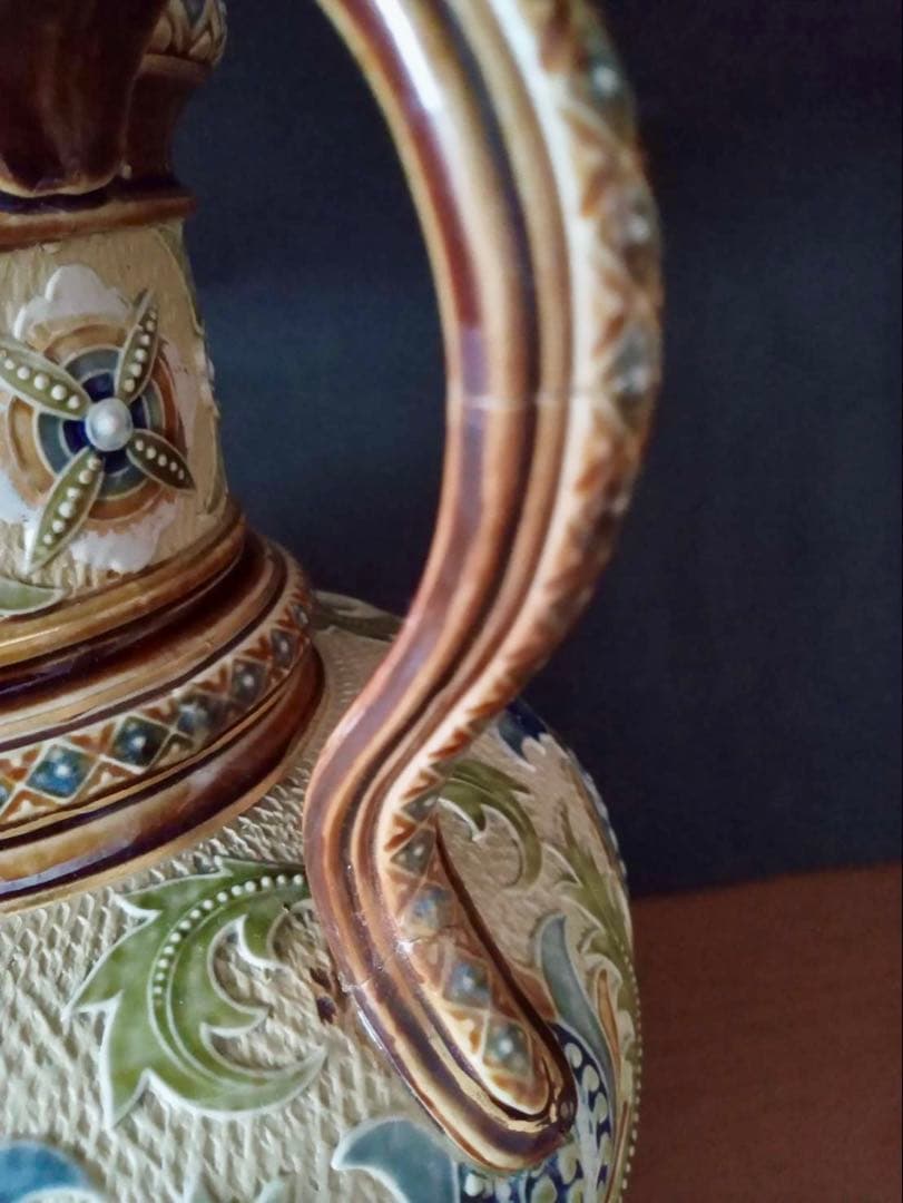 ドイツ　アンティーク　メトラッハ窯　ドイツ　ピッチャー　花瓶　美術品　希少