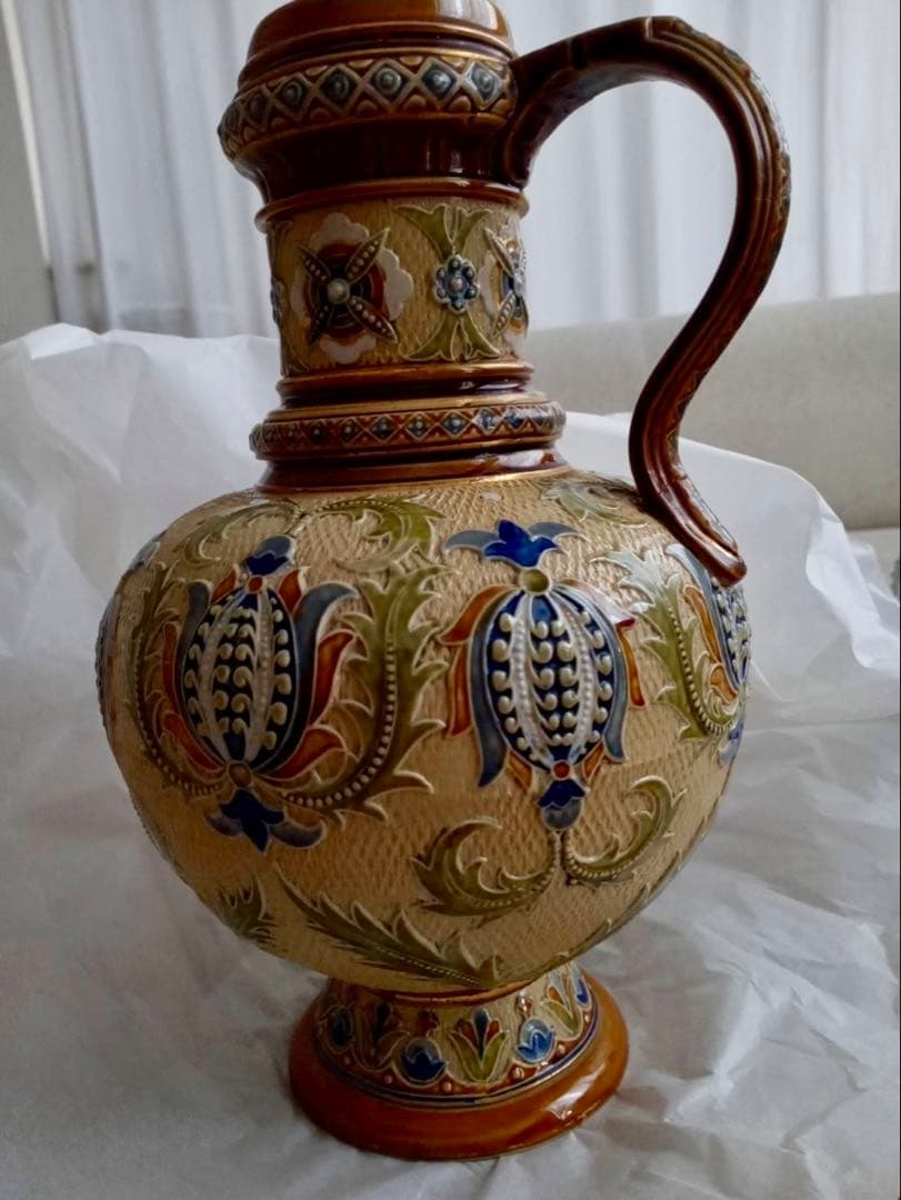 ドイツ　アンティーク　メトラッハ窯　ドイツ　ピッチャー　花瓶　美術品　希少