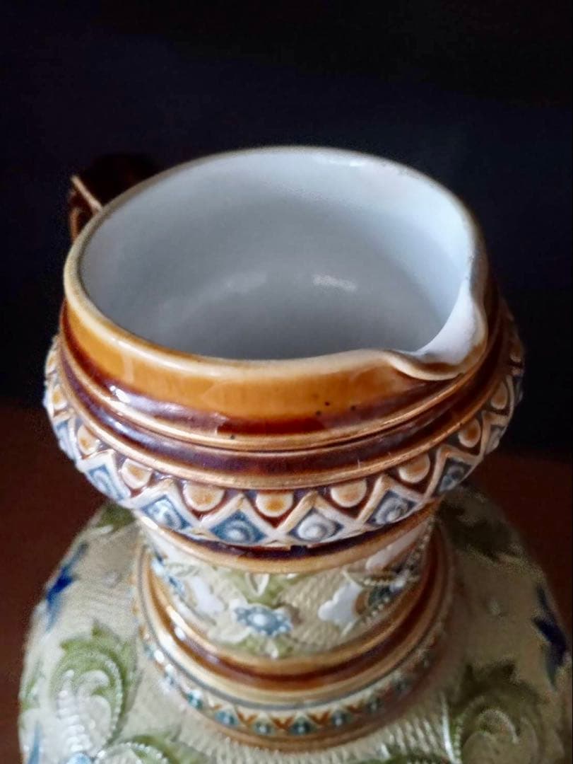 ドイツ　アンティーク　メトラッハ窯　ドイツ　ピッチャー　花瓶　美術品　希少