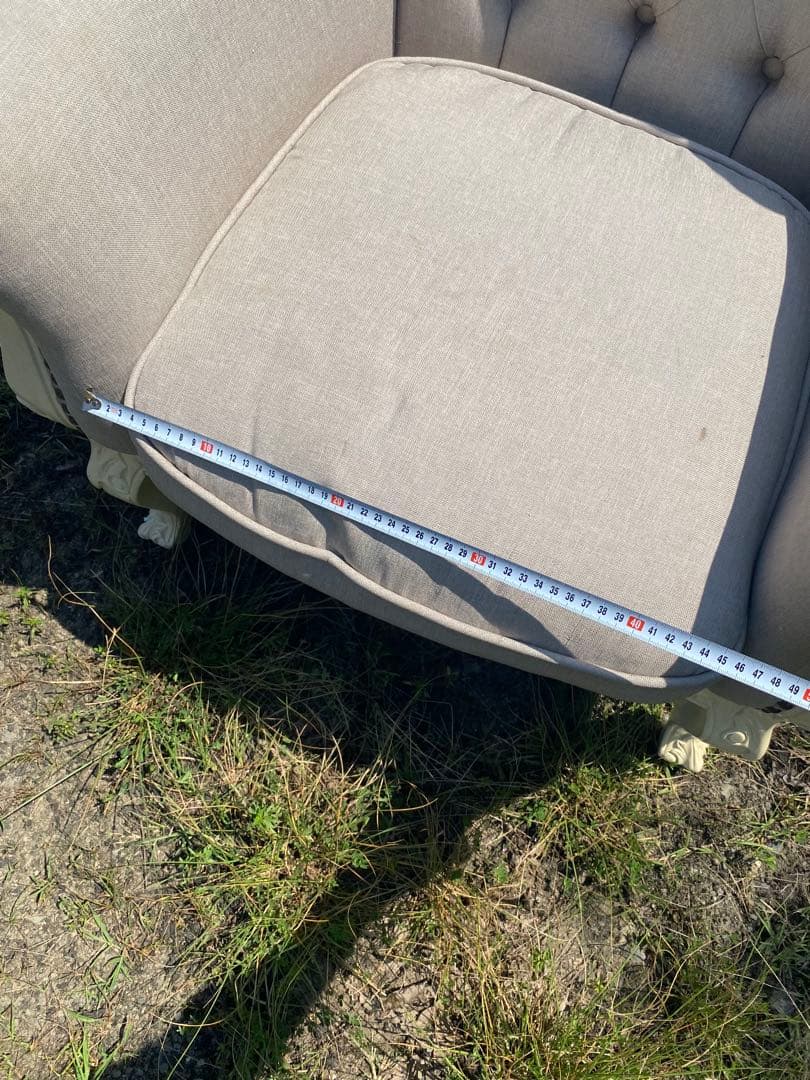 姫系　グレー　ホワイト　ロココ調　アンティーク調　猫足　1人掛けソファ