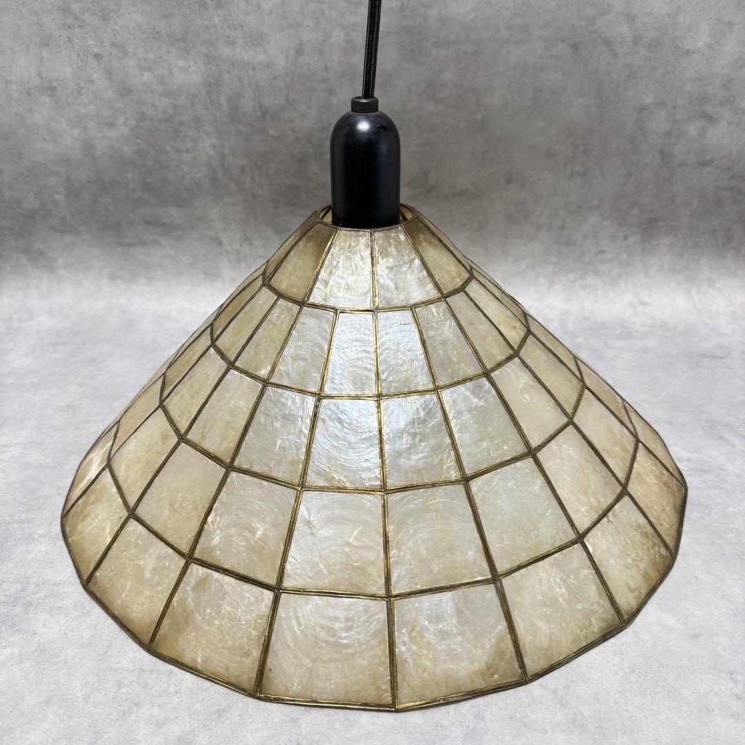 ヴィンテージ シェルシェードペンダントライト ランプ カピス貝 照明 レトロ