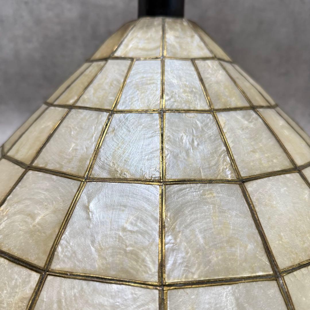 ヴィンテージ シェルシェードペンダントライト ランプ カピス貝 照明 レトロ