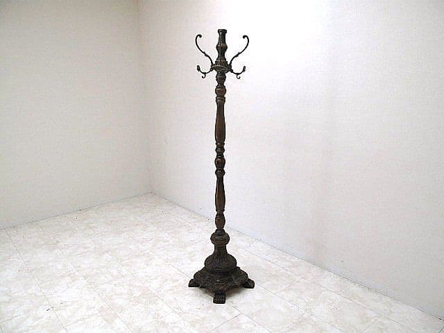 イタリア製 クラシック様式ポールハンガー 真鍮フック 獣脚 コートハンガー