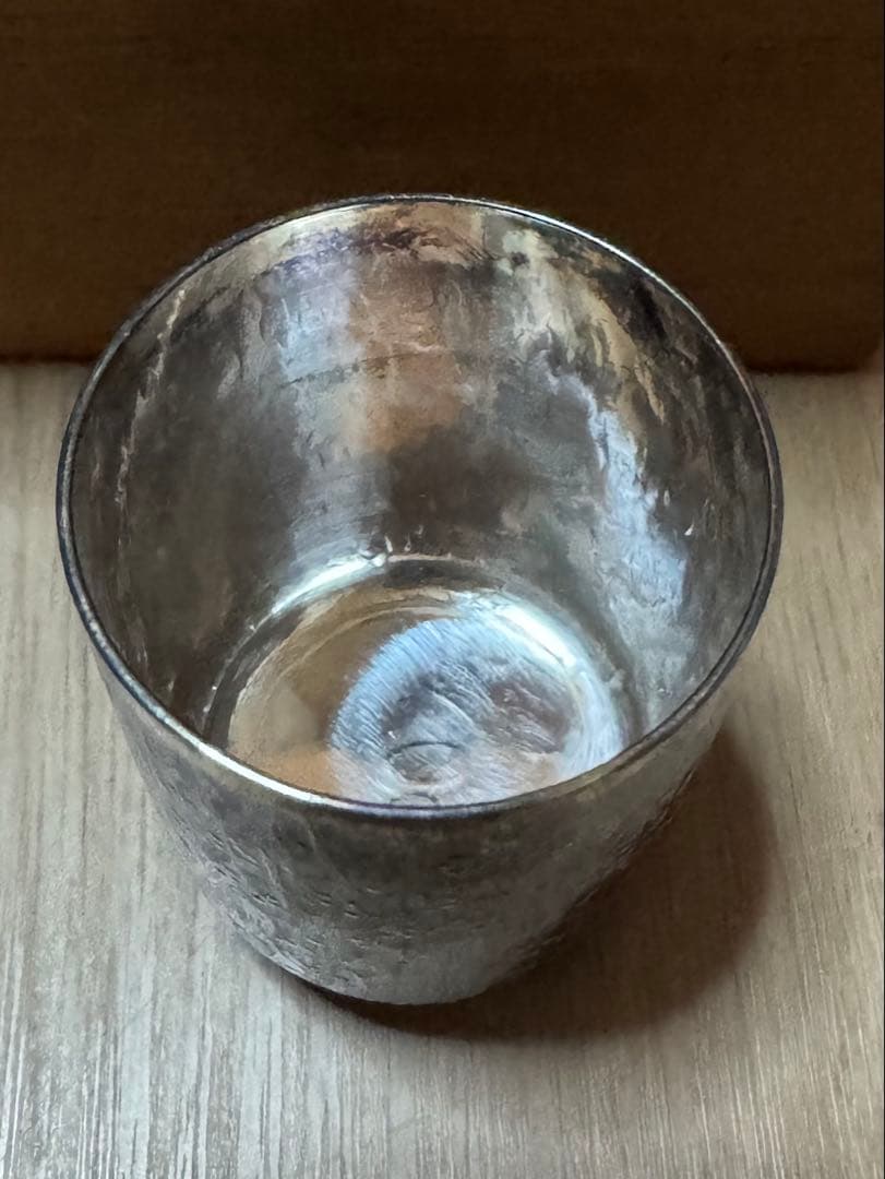 銀製 湯器 お猪口 木箱付き 夫婦湯呑み シルバー アンティーク