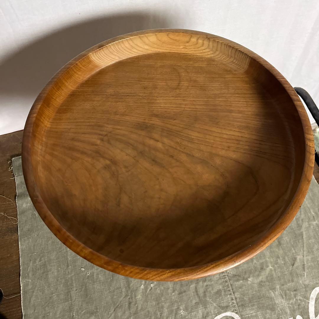 古雑貨アンティーク品◾️木製無垢材 大きなサイズ 木製コンポート皿 飾り台