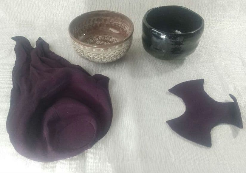 『籠師・和田鱗司』作　茶籠　御所籠一式　茶道具　共箱 7711