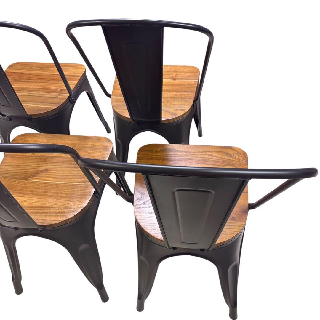 メタルチェア ウッド スタッキング ブルックリン インダストリアル　4脚セット