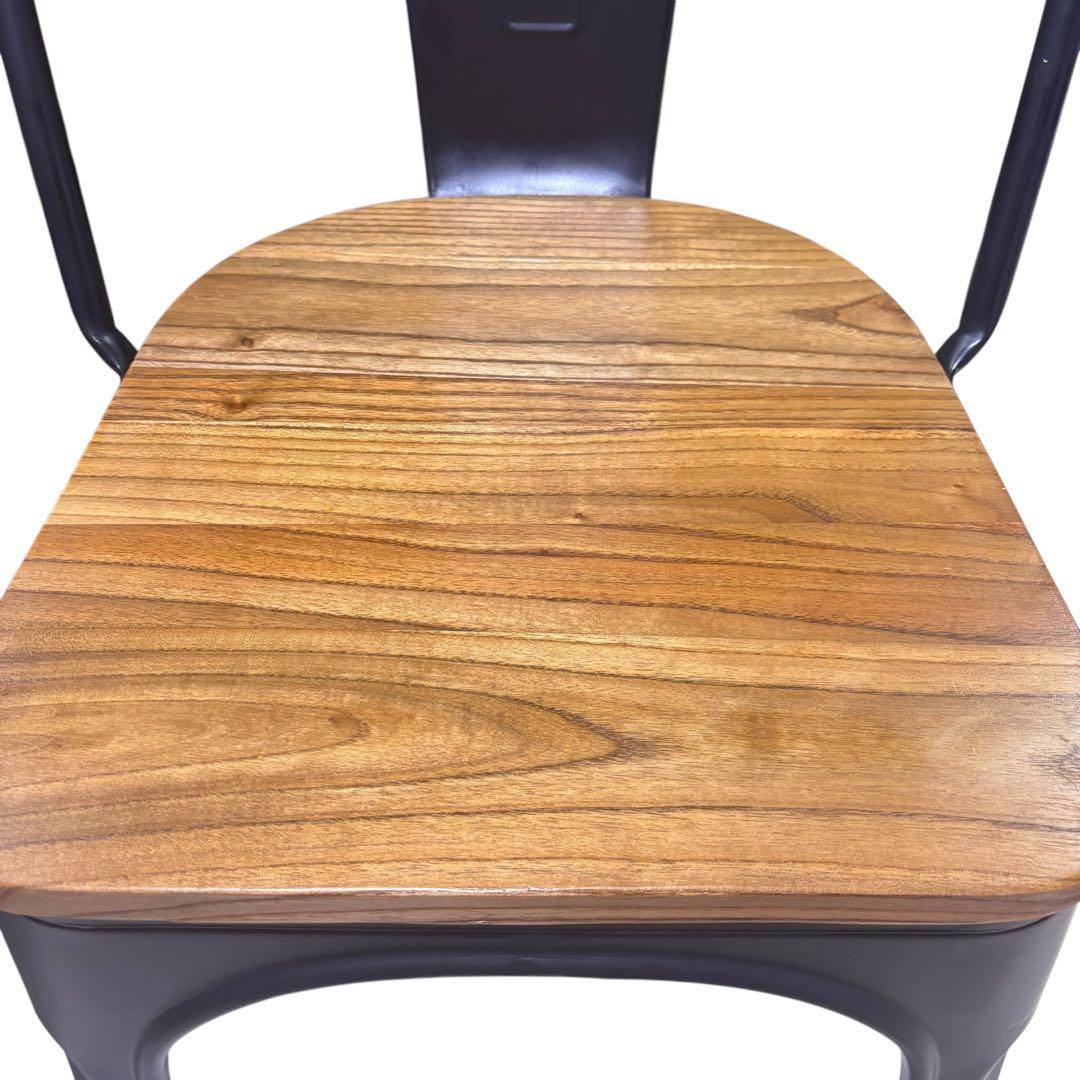 メタルチェア ウッド スタッキング ブルックリン インダストリアル　4脚セット