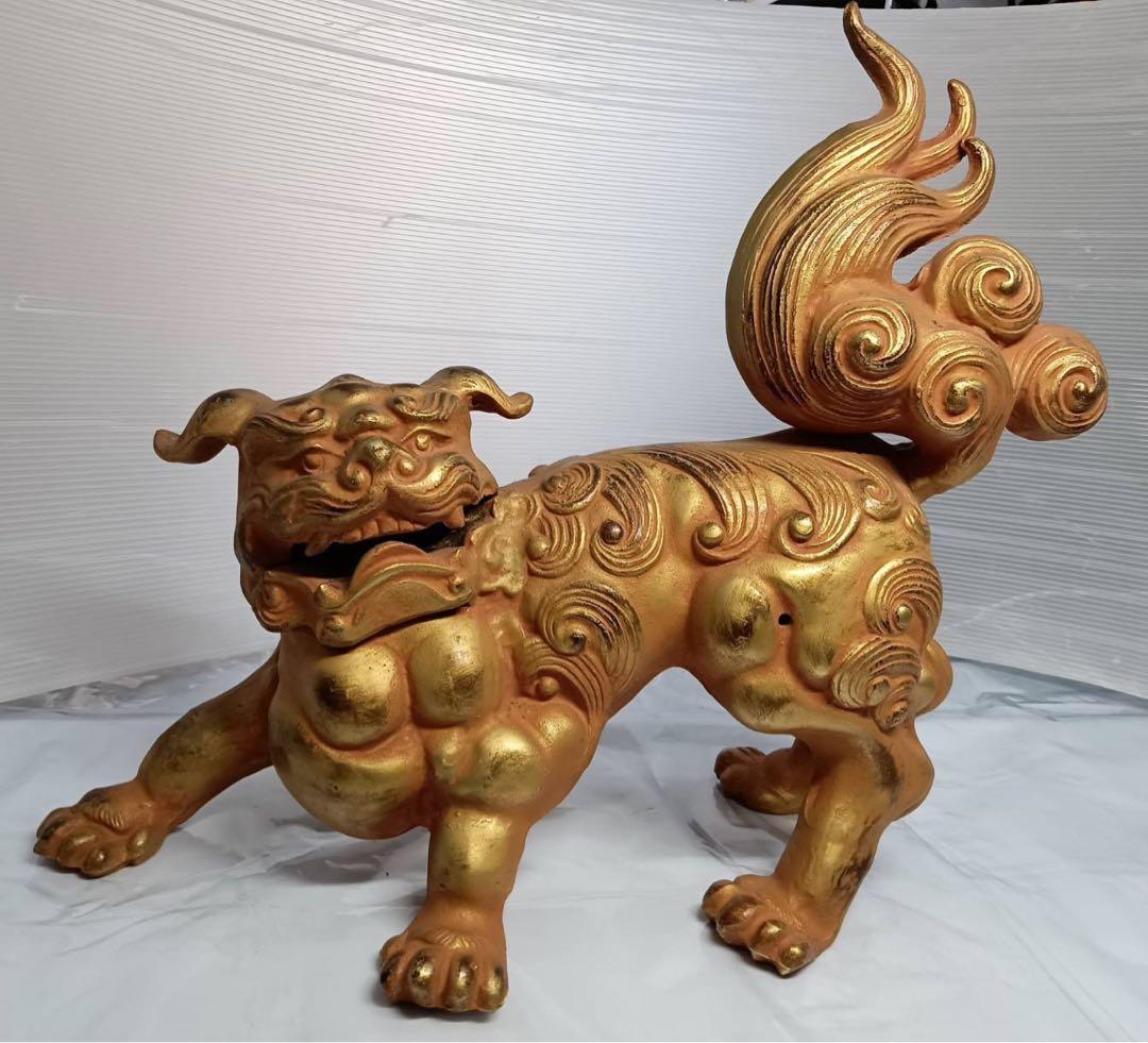 ぼたん獅子 唐獅子牡丹 城峰作 置物 縁起物 骨董品 最強の守護と富貴