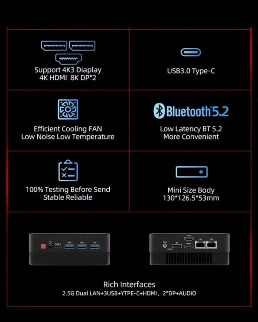 ミニPC zxipc Mini PC 4K HDMI 8K DP