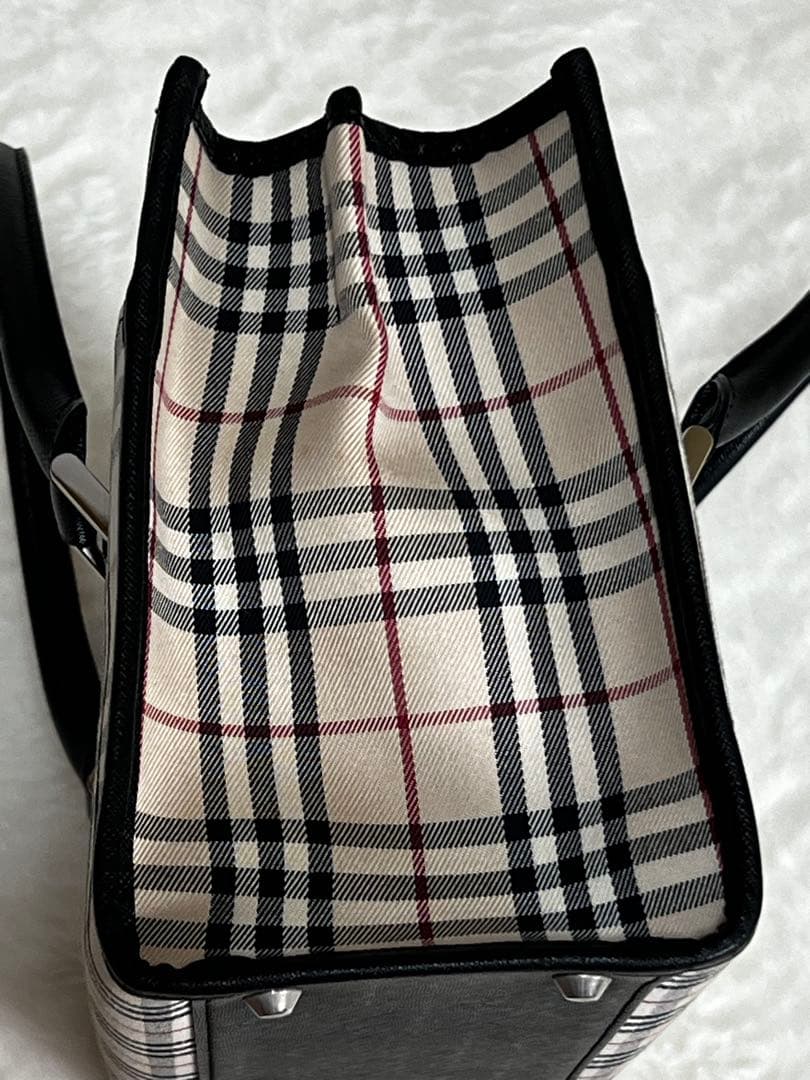 美品　バーバリー　BURBERRY　ハンドバッグ　スクエア　ノバチェック　ベルト