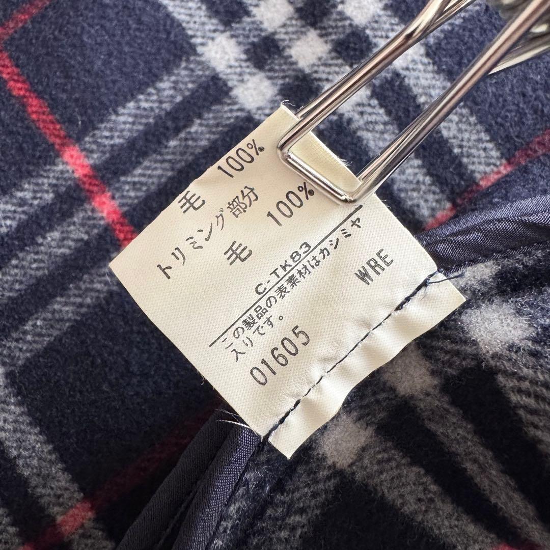 バーバリーズ　コート　ダブルフェイス　ノバチェック　カシミヤ混　7　紺　金ボタン