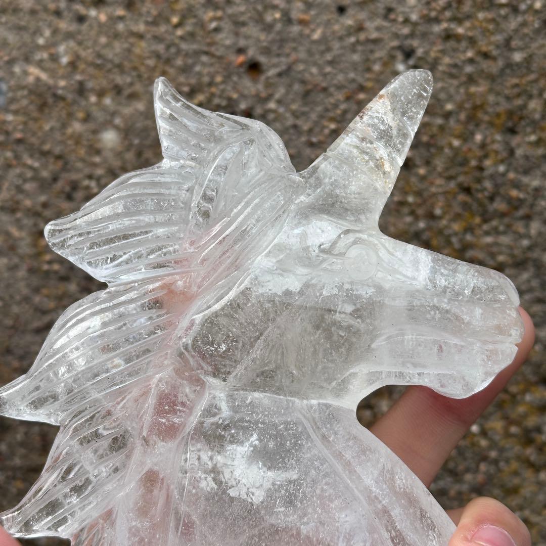 天然石水晶のユニコーン　置物　ご購入前に在庫確認必要G.179