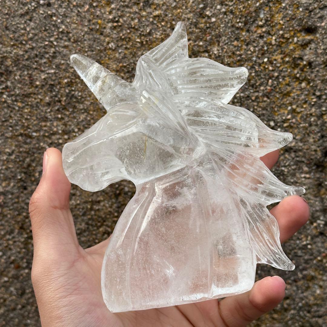 天然石水晶のユニコーン　置物　ご購入前に在庫確認必要G.179