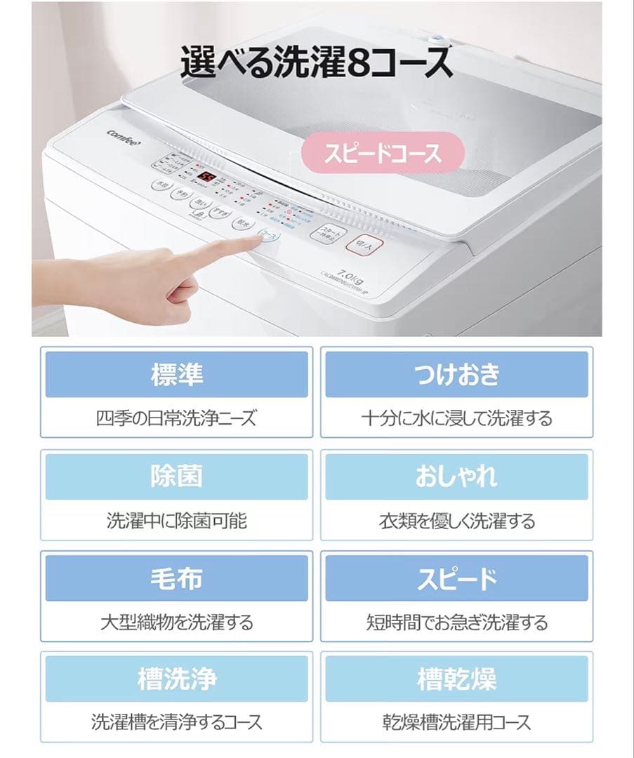 comfee 7kg 全自動洗濯機 CAC06W70U/EWW-JP 2023製