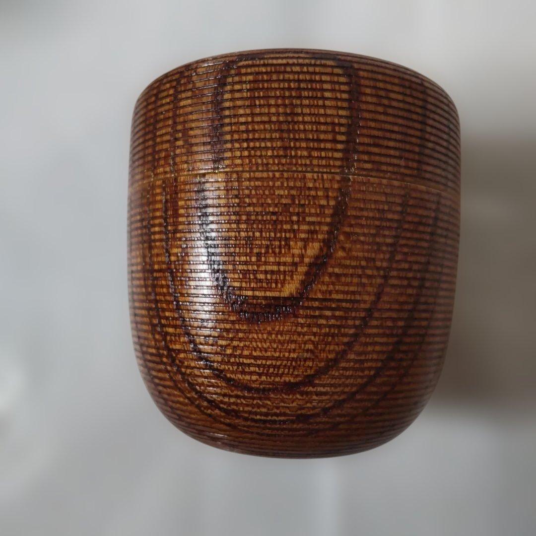畑幸春 作 千筋 木目 中棗 内金張 共箱 漆器 漆芸 棗 抹茶 茶道具 美品
