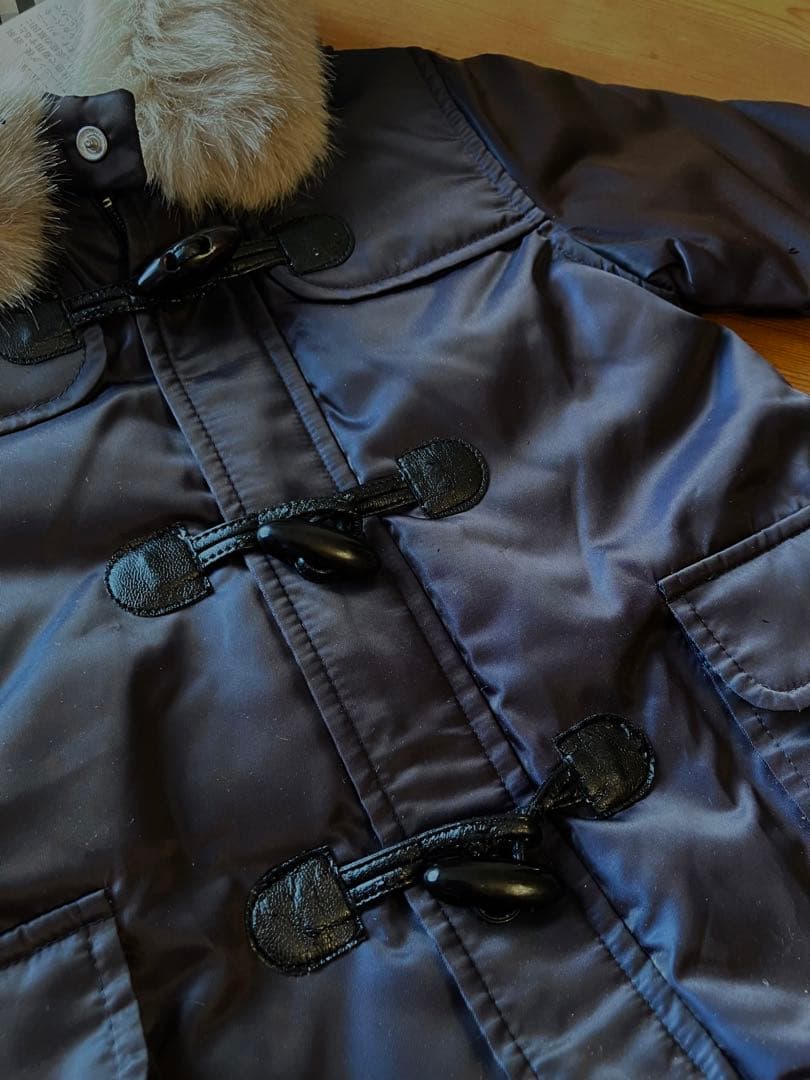 n 紺×ノバチェック防寒用中綿入カバーオール　80