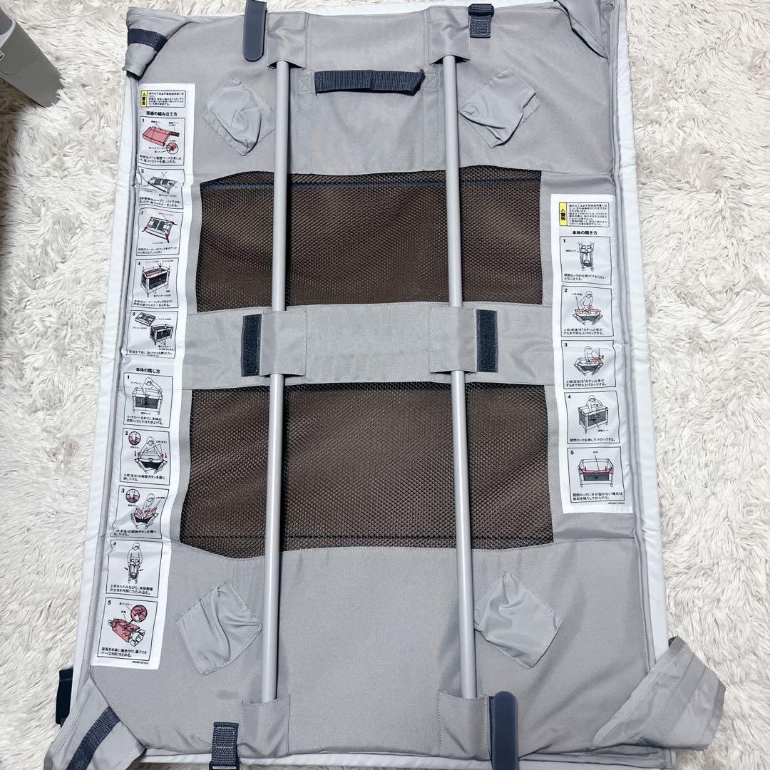 【美品】アップリカ　ココネルエアーAB ベビーベッド　グレーベアー